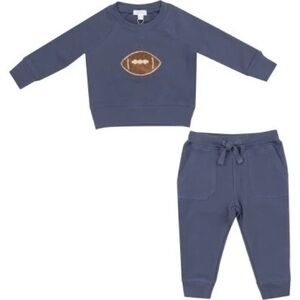 Angel Dear Footballs French Terry Raglan Sweatshirt & Jogger Set, Blue
